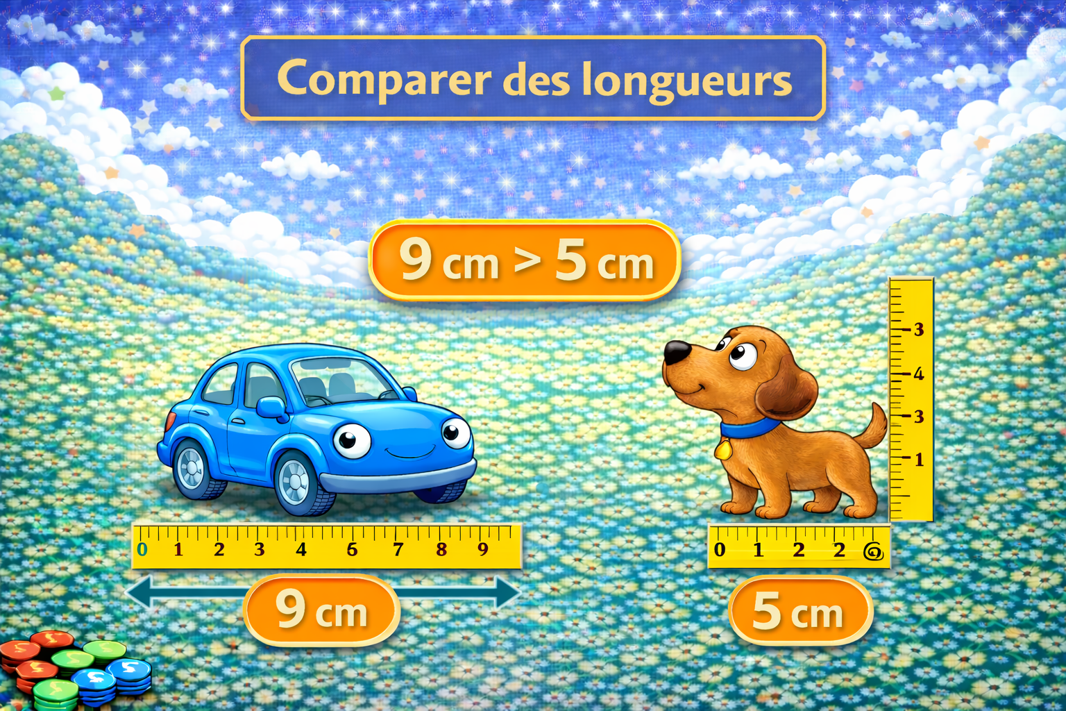 jeu éducatif comparer longueurs