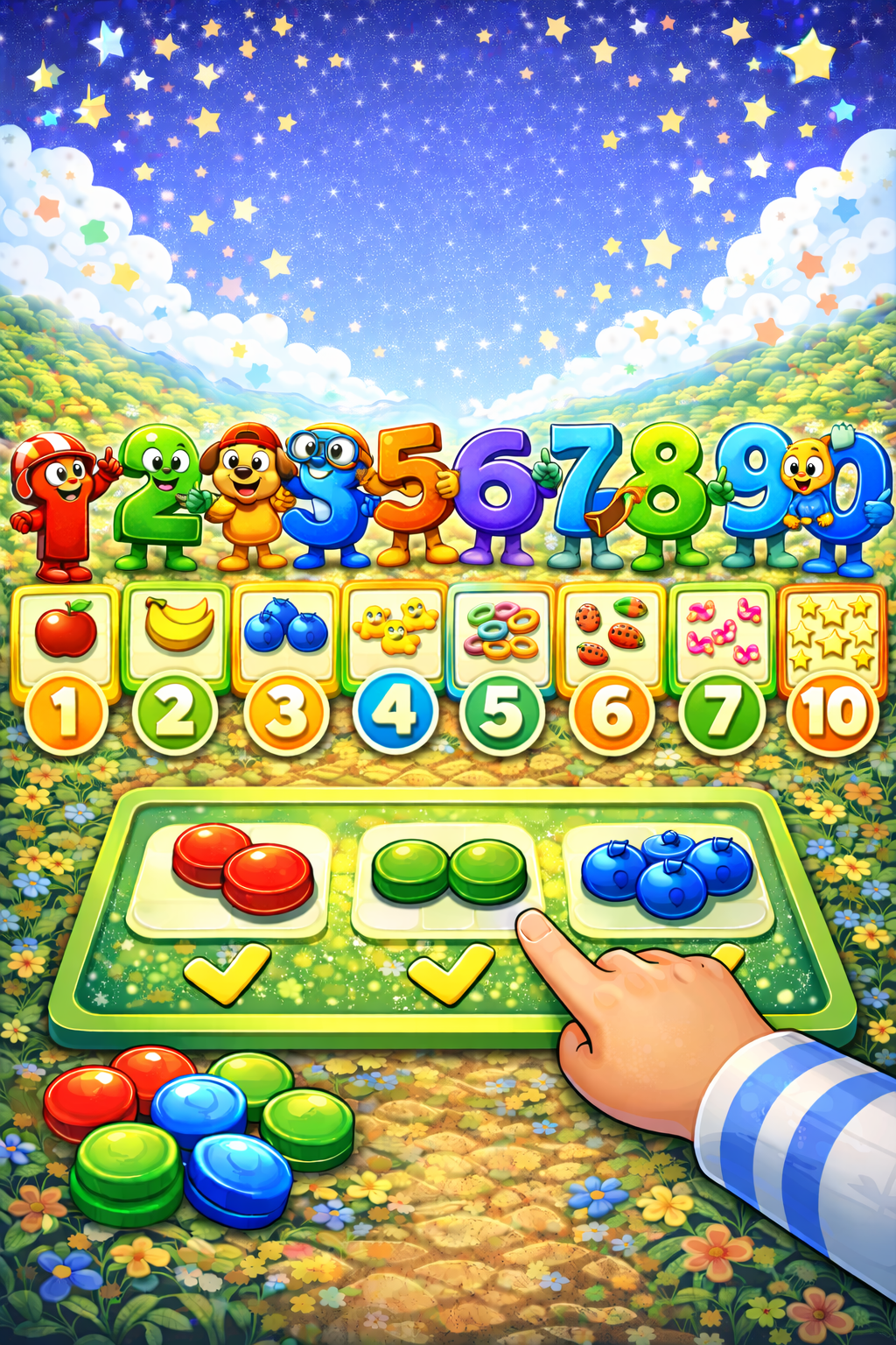 Jeu éducatif enfant pour apprendre à compter avec des dinosaures