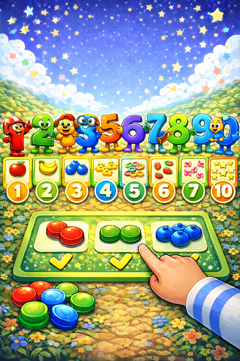 Jeu éducatif enfant pour apprendre à compter avec des ballons